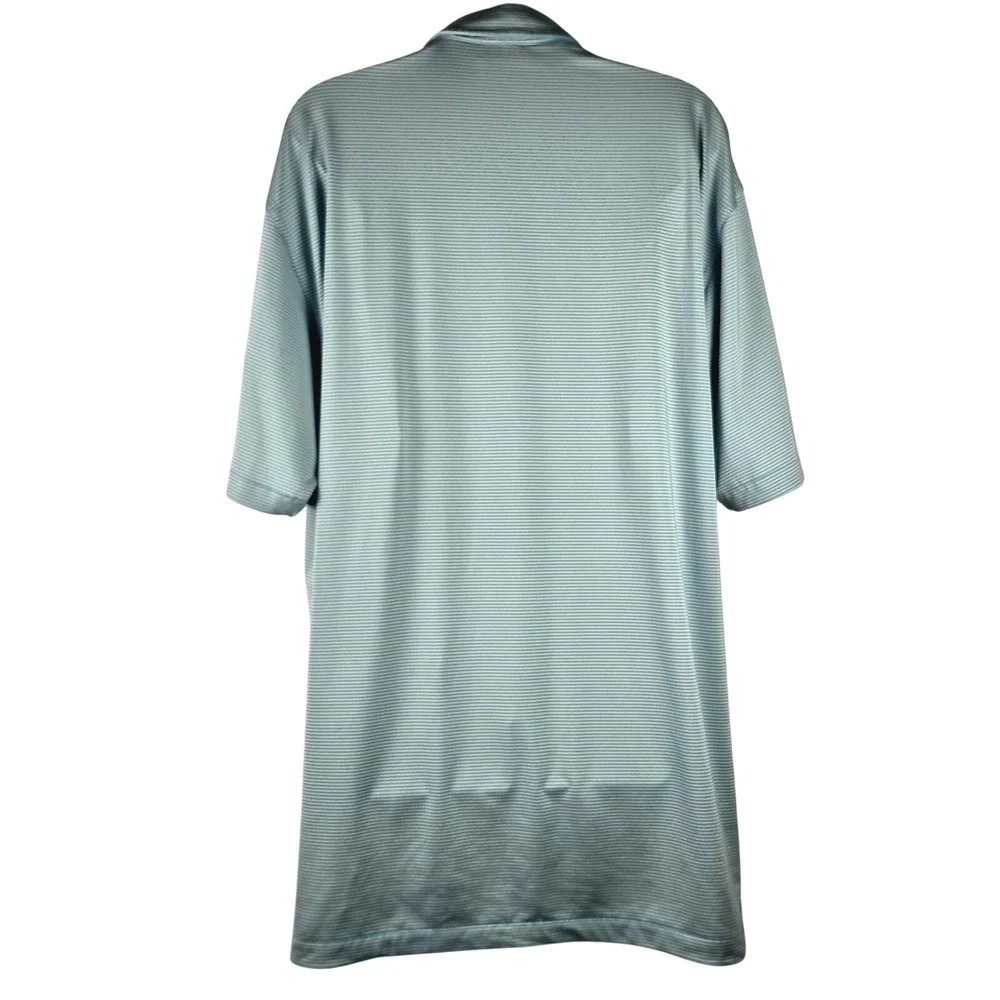 Dunning‎ Golf Mens XL Teal Striped Performance Polo Shirt Stretch